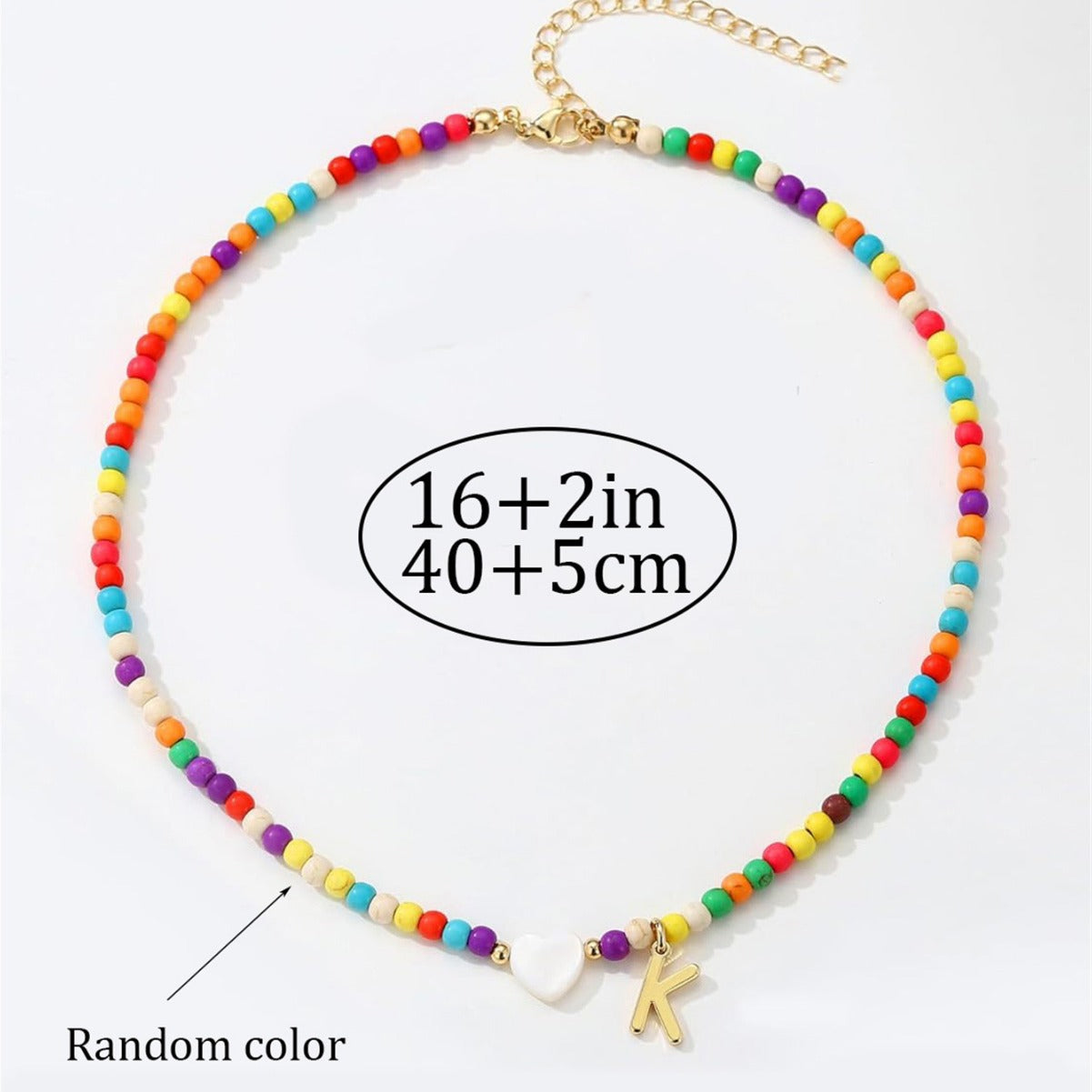 Wholesale stainless steel 26 English letters mixed color beads necklace