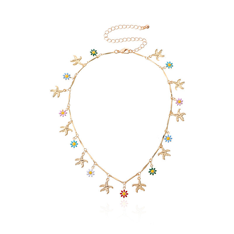 Wholesale Bohemian Starfish Flower  Necklace
