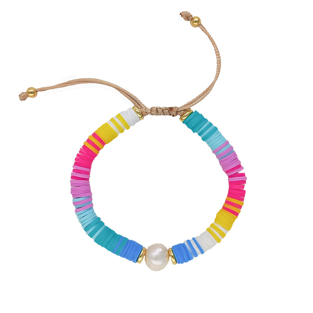 Wholesale bohemian beach style colorful soft clay beaded bracelet ACC-BT-Qiqi003