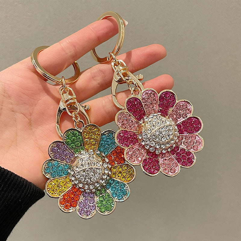 Wholesale Cartoon Colorful Rhinestone Sunflower Alloy Keychain ACC-KC-CH001