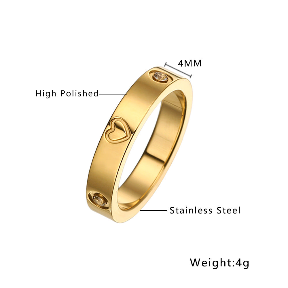 Wholesale Diamond Heart Titanium Steel Rings ACC-RS-DaLang001