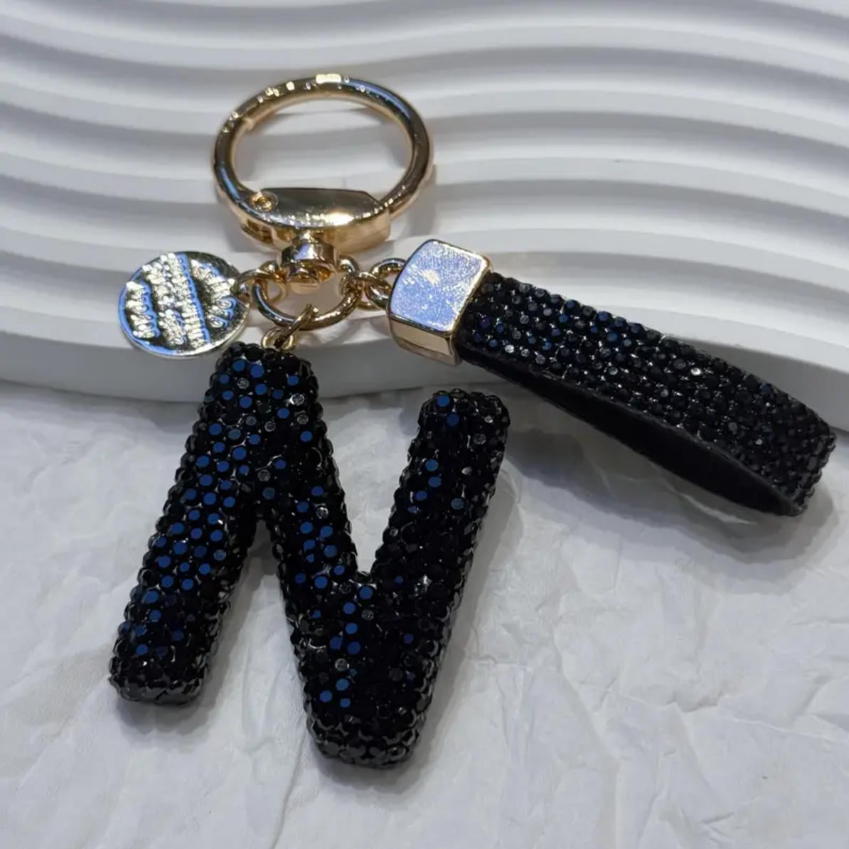 Wholesale Chic Rhinestone Letter Keychain Metal Electroplating Fashion Accessory Bag Charm Car Key