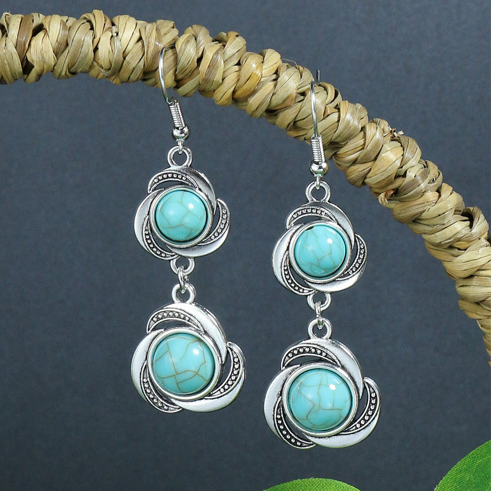 Wholesale Beach Resort Style Alloy Geometric Acrylic Turquoise Earrings for Women ACC-ES-MoMo002