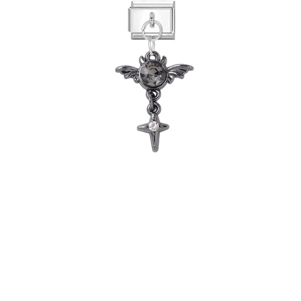 Wholesale Dark Punk DIY Bracelet Strap - Titanium Steel Black Cross Enamel,  Jewelry Accessory for Resale