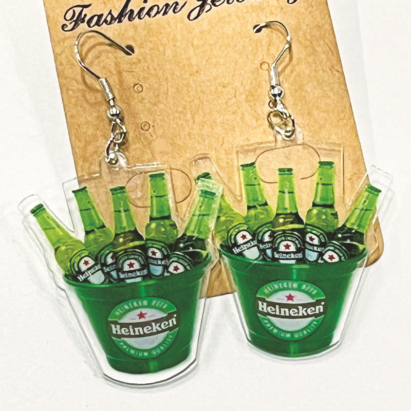 Wholesale 2 Pairs/pack Party Beer Can Fun Acrylic Earrings ACC-ES-HY074