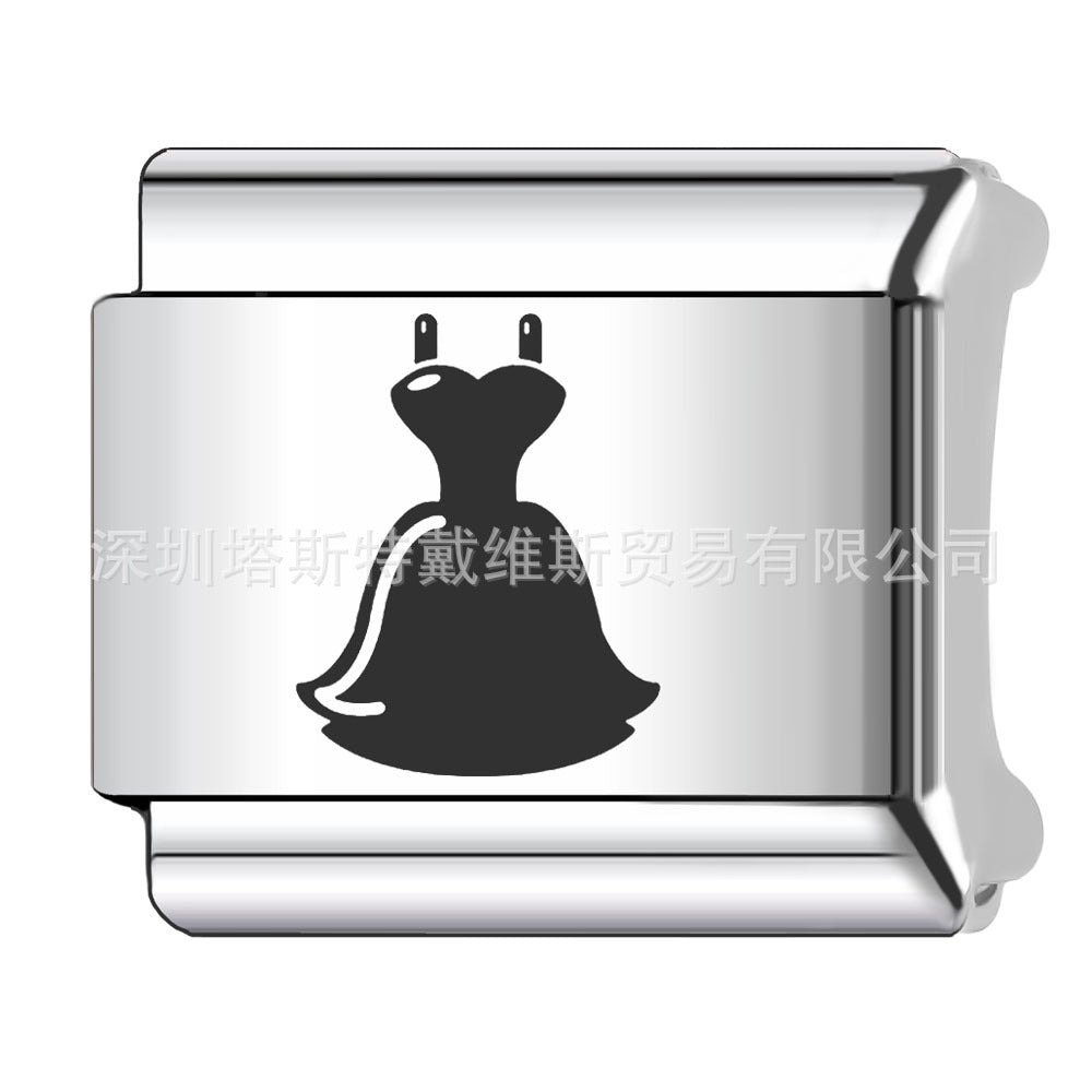 Wholesale 9mm Italian Charm Starter Bracelets DIY square Single Section Creative Stainless Steel Composable Bracelet