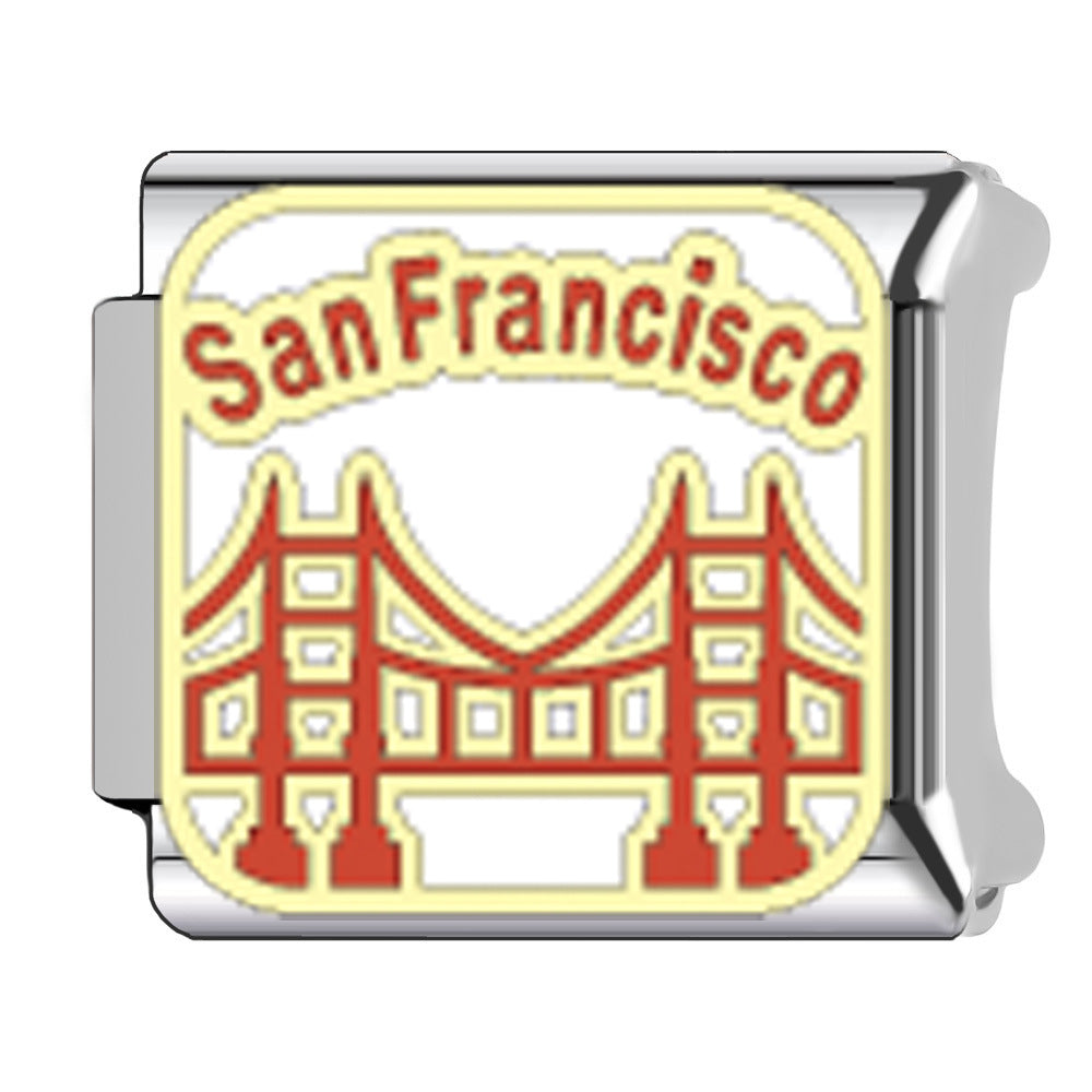 Wholesale   Italian Charm Bracelet 9mm DIY Egyptian pyramid landmark Creative Stainless Steel Composable Bracelet