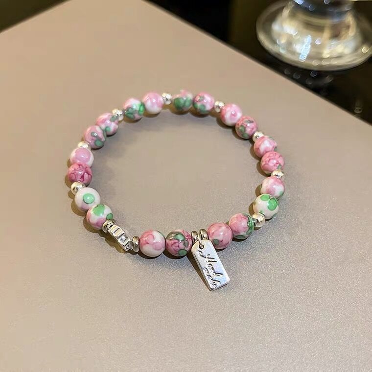 Wholesale Retro Colorful Stone Pearl Broken Silver Bracelet with Simple Personality Silver Bracelets ACC-BT-Mengx002