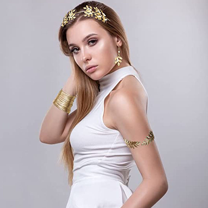 Wholesale  Pearl leaf headband Greek goddess star style Garland headdress bridal earrings necklaces suit