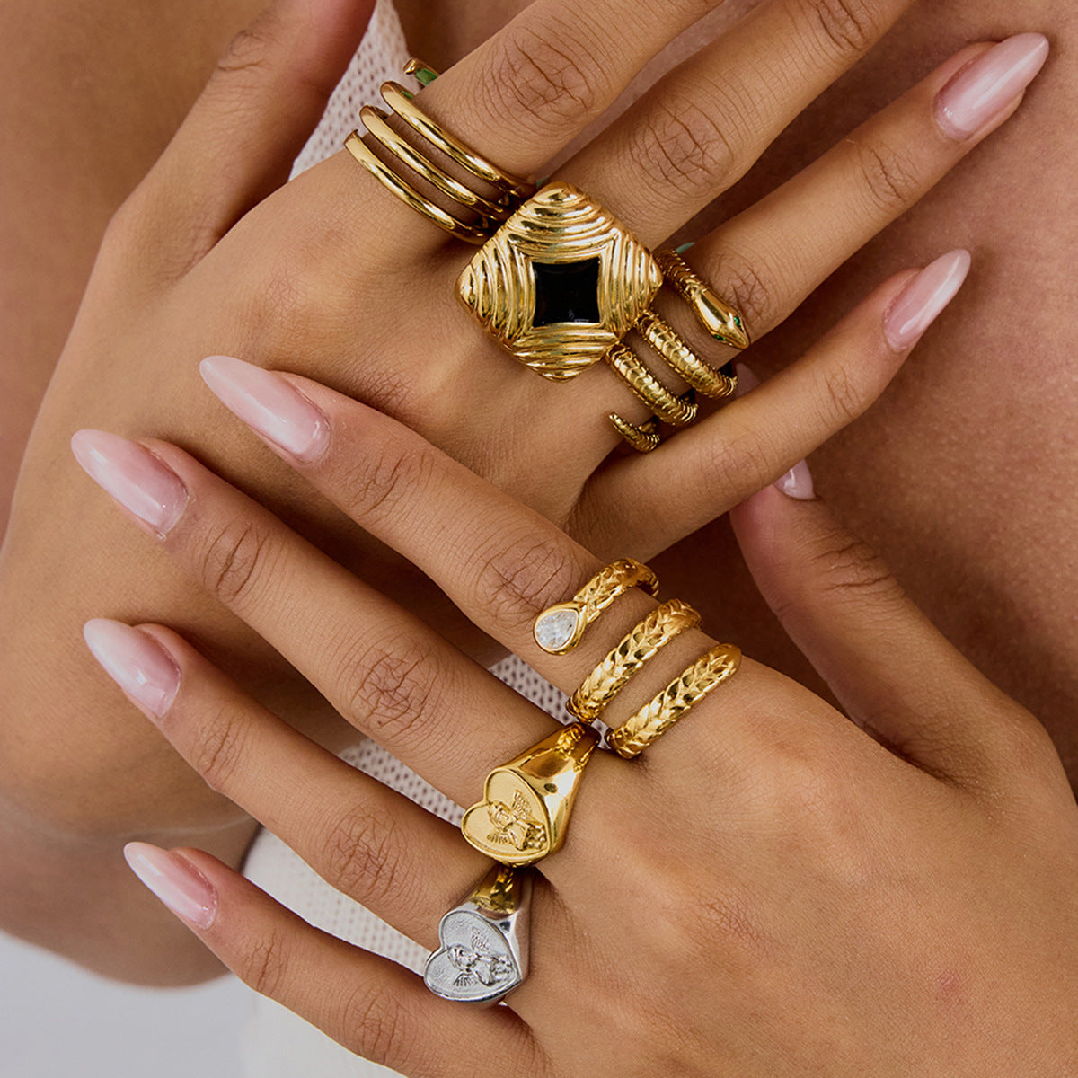 Wholesale  Zircon Ring Stainless Steel Non-Fading Jewelry