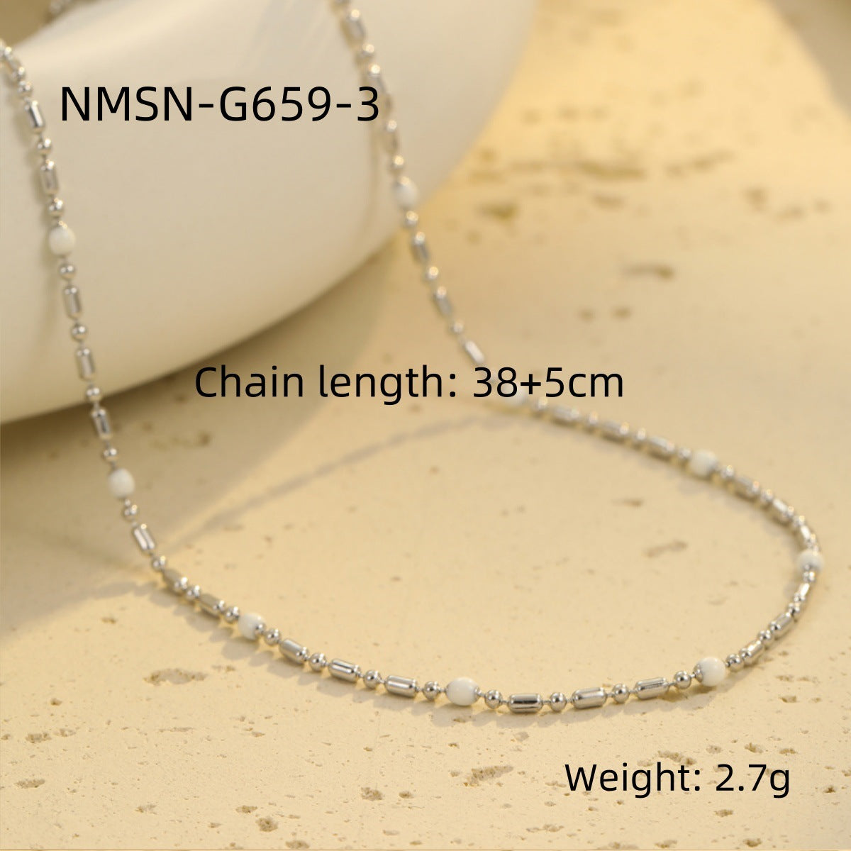 Wholesale stainless steel drop rice beads necklace