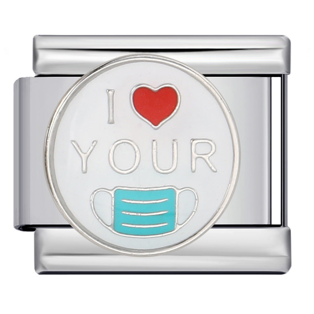 Wholesale 5pcs Italian Charm Bracelet 9mm DIY Splicing Personalized English Series Stainless Steel Composable Bracelet