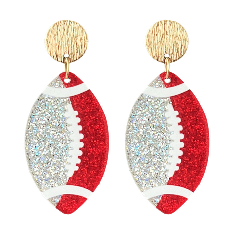 Wholesale  source football soccer color contrast fashion ladies shiny acrylic earrings