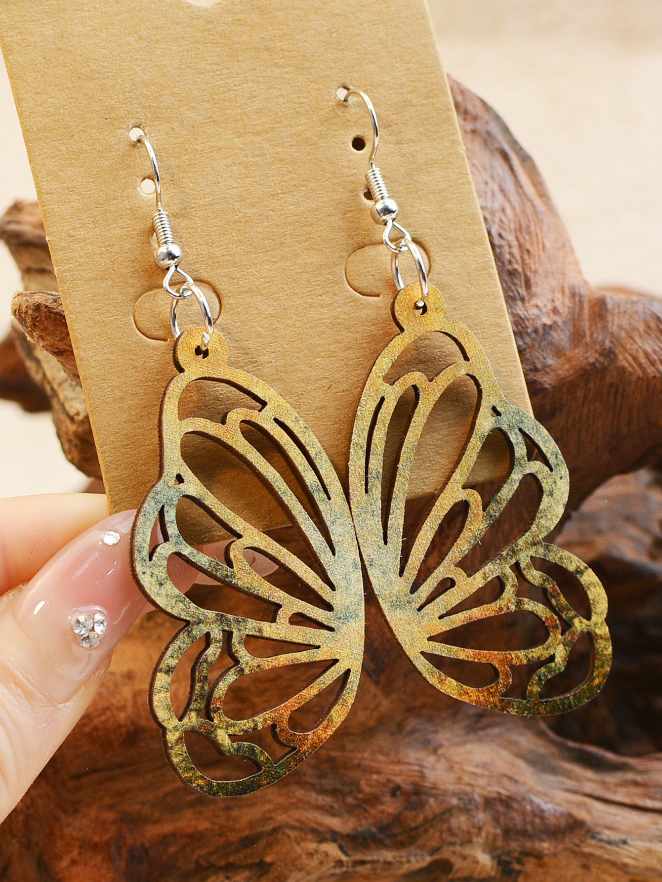 Wholesale Wood Butterfly Hollow Earrings ACC-ES-LuoKun001