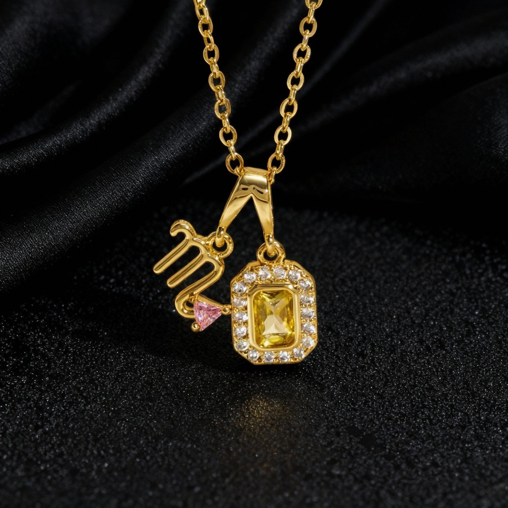 Wholesale Boutique Heart Flower Pendant Necklace Set Colorful Zircon Copper Jewelry Gift
