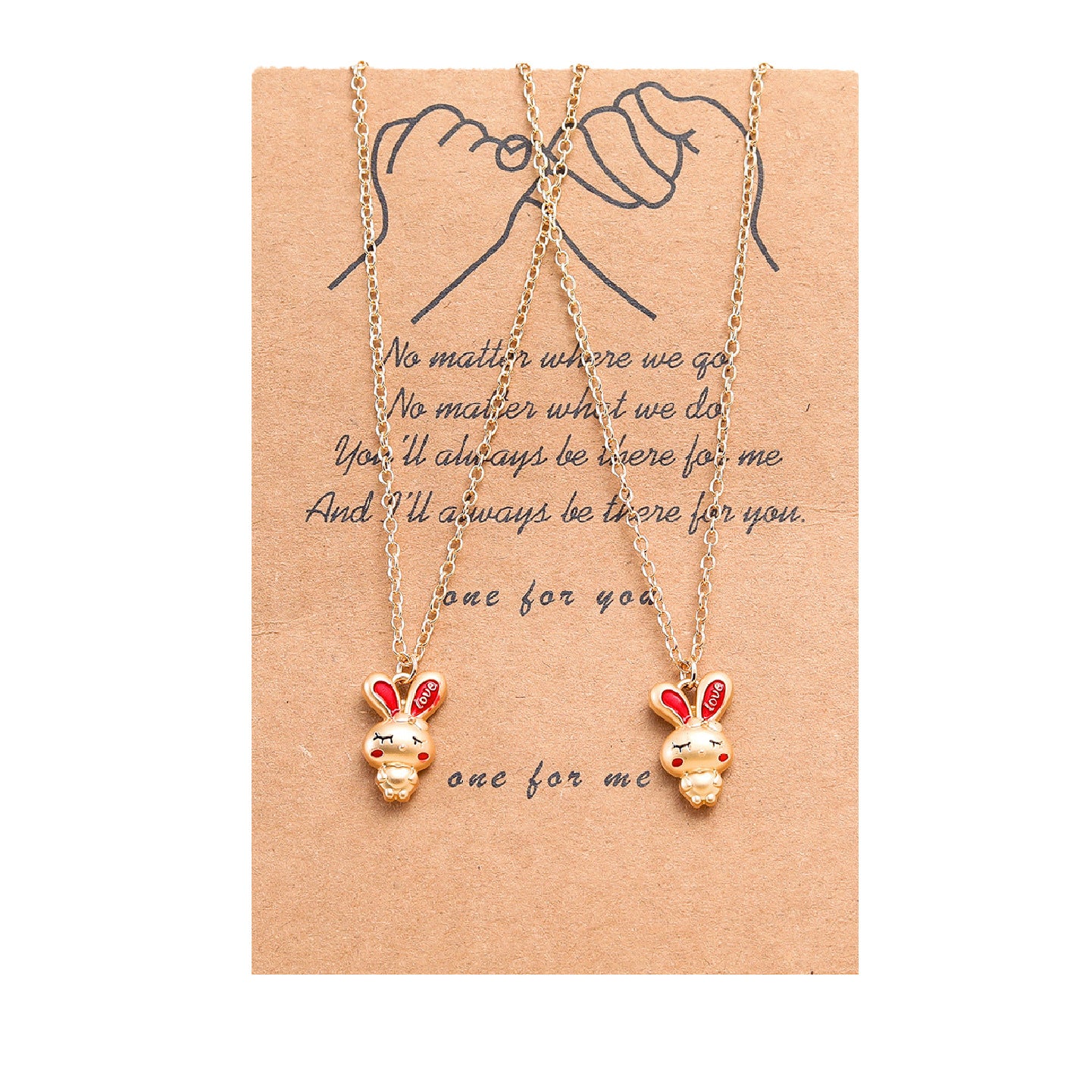 Wholesale  Bunny Pendant Couple Friendship Necklace suit