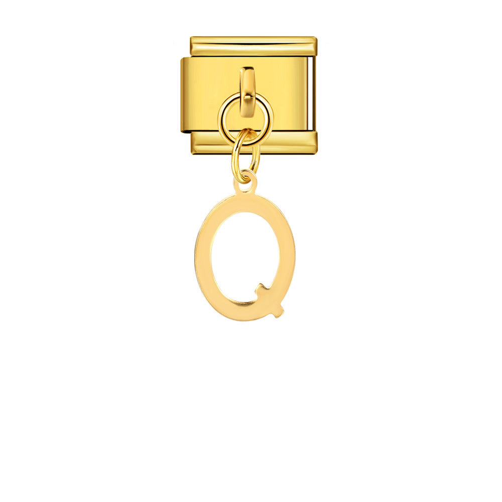 Wholesale Italian Charm Bracelet 9mm DIY Gold Simple Letter Creative Stainless Steel Composable Bracelet