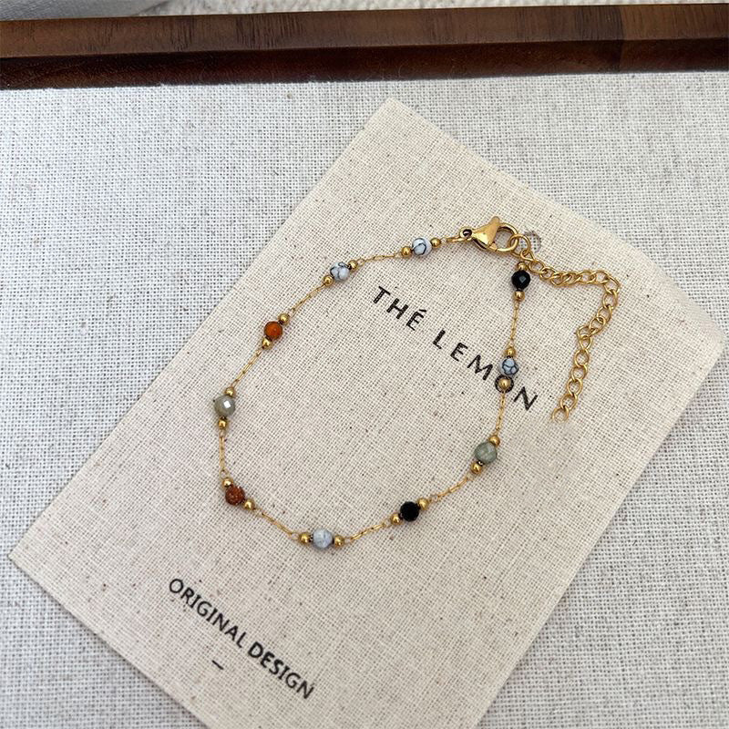 Wholesale Stylish Geometric Bracelet Colorful Stone Beads Zinc Alloy Women S Fashion Jewelry Accessory