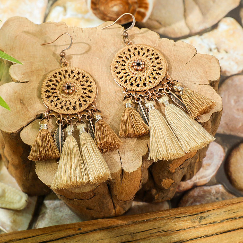 Wholesale Bohemian Style Handmade Tassel Earrings Zinc Alloy Jewelry Accessory