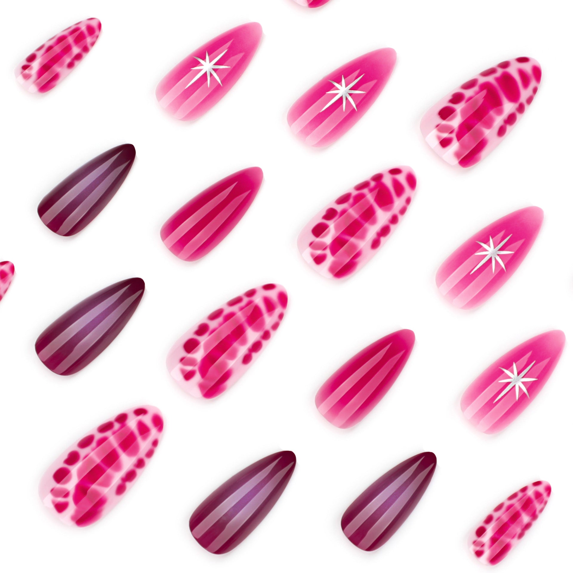 Wholesale 24 Pieces/box Rose Red Smudge Nails Kits Nail Stickers