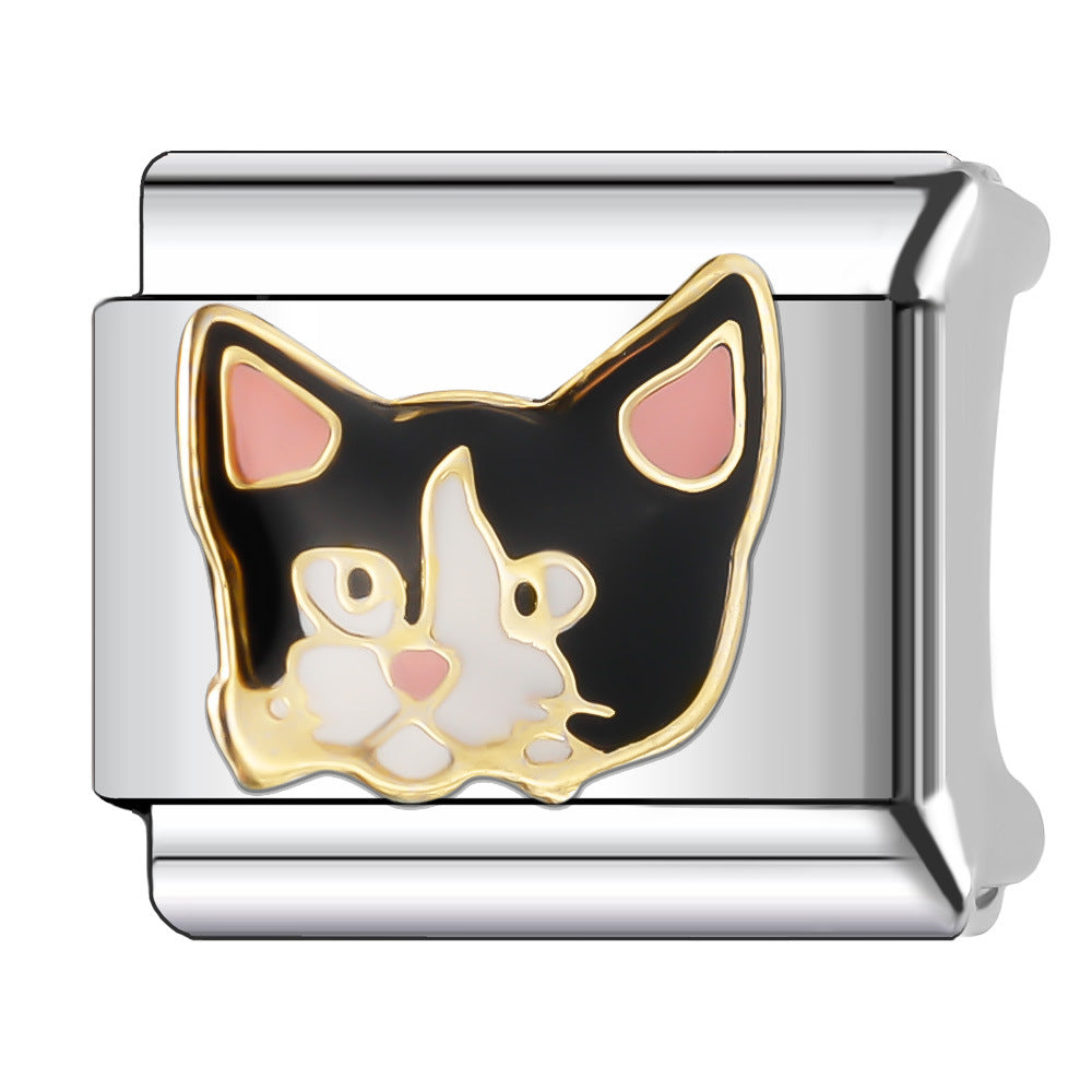 Wholesale Italian Charm Bracelet 9mm DIY Splicing Cute Pet Series Stainless Steel Composable Bracelet