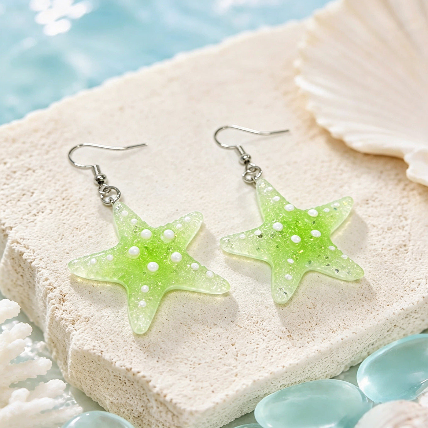 Wholesale Starfish Earrings For Women Summer Beach Gradient Jelly Macaron Fashion Jewelry Accessory