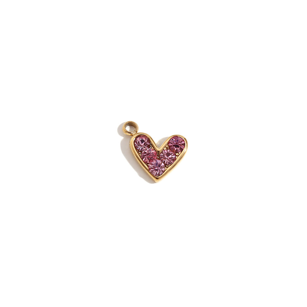 Wholesale Mini Simple Stainless Steel Pendant 18K Gold Plated Pendant Micro-inlaid Color Diamond Heart Shaped Geometric Pendant ACC-PT-MengJ001