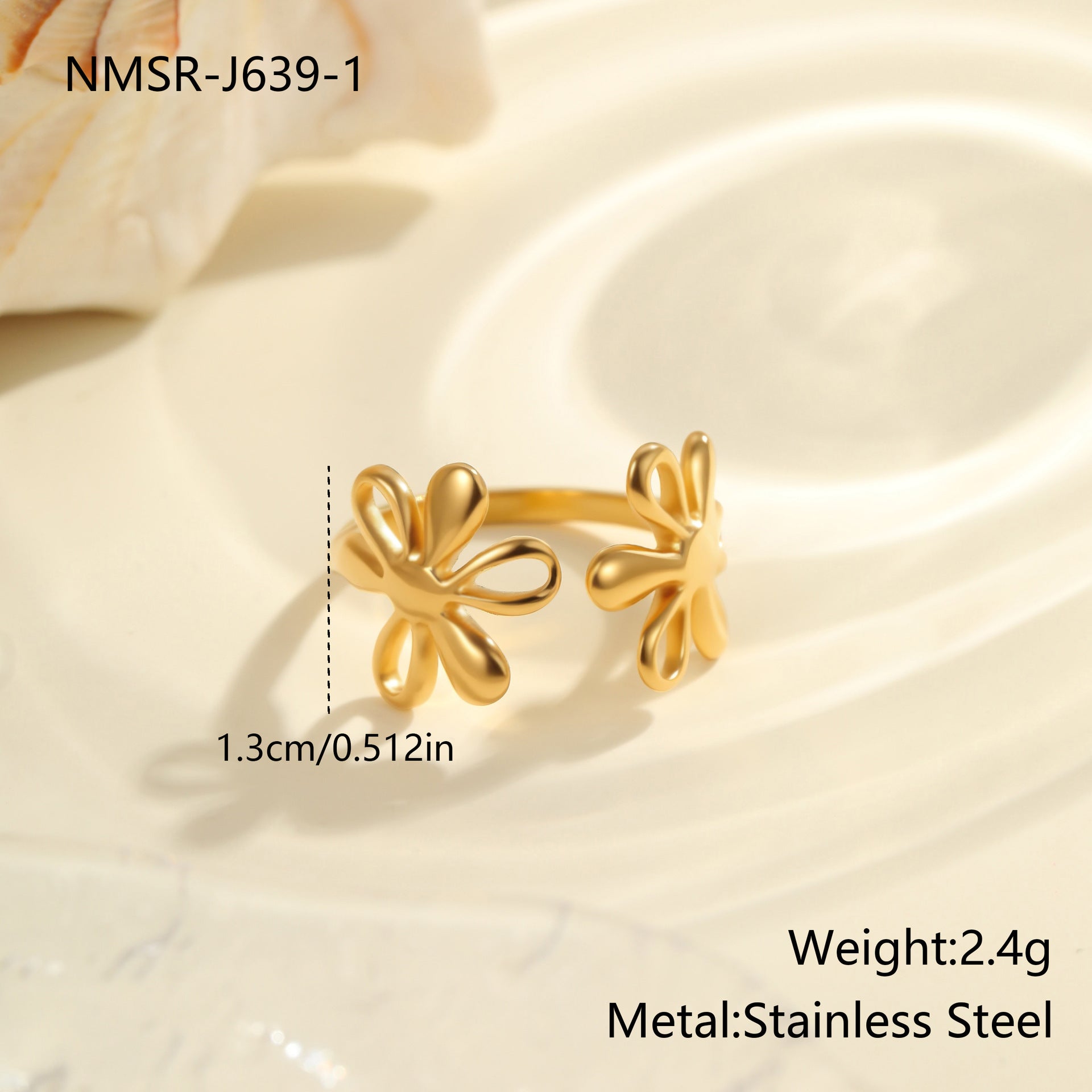Wholesale Colorful Stainless Steel Ring with Western Style Gentle Floral Design and Zircon Accents
