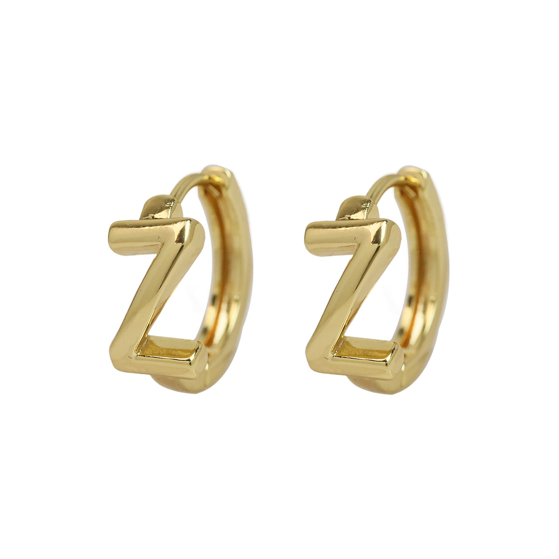 Wholesale 18k gold high-polished brass simple style 26 English letters earrings