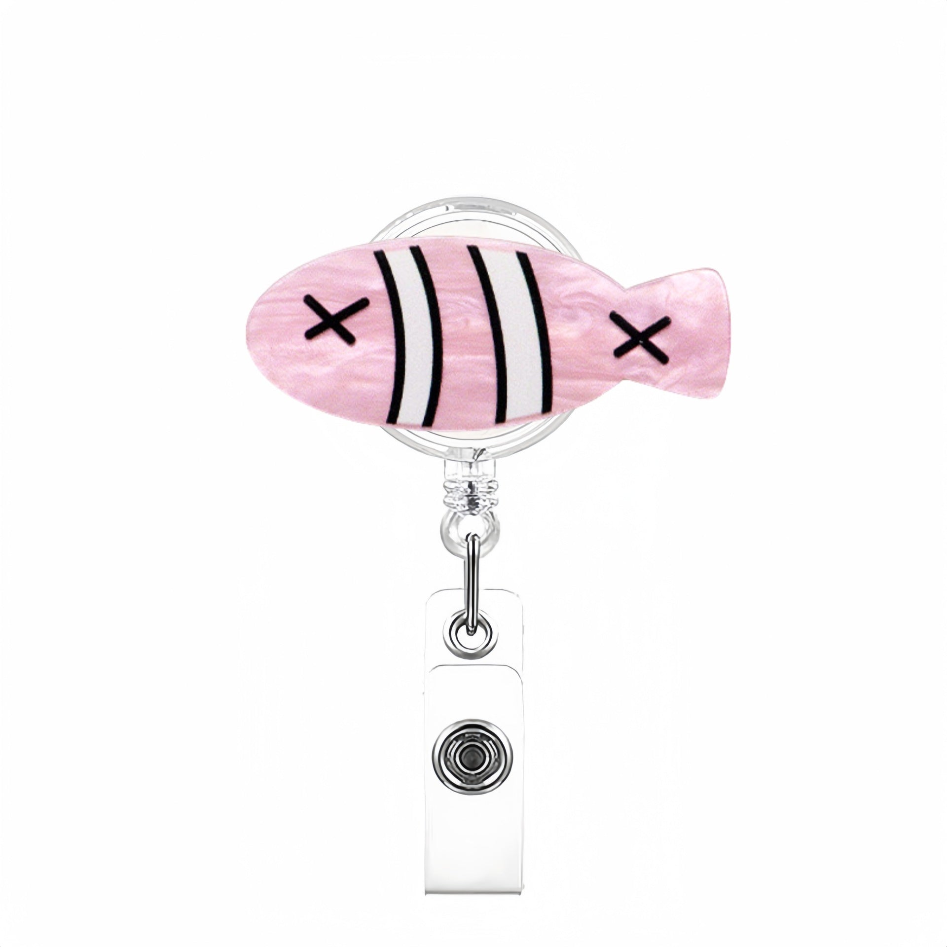 Wholesale Marine Animal Acrylic Shell Dolphin Fish Retractable Rotating Badge Keychain