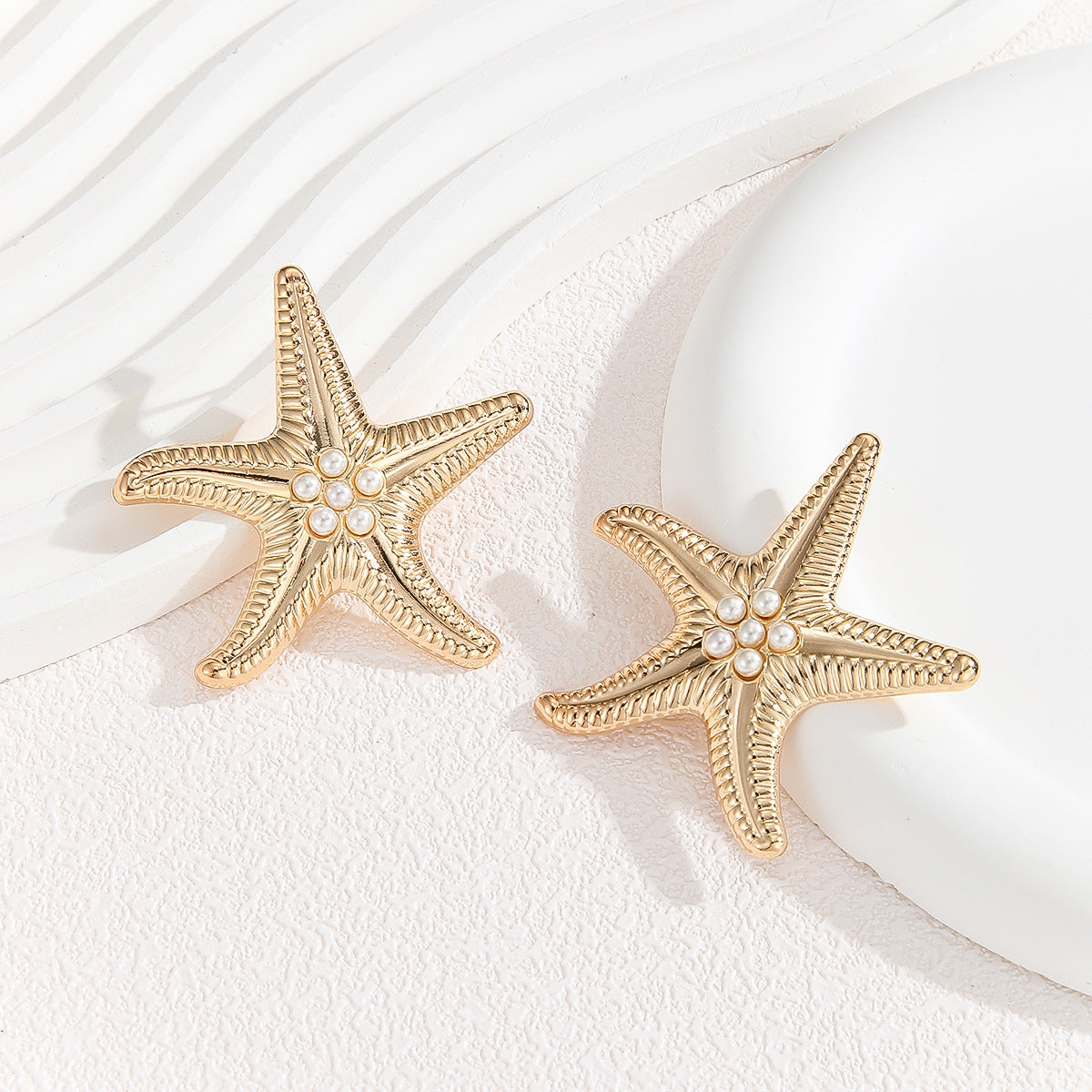 Wholesale 12pcs Geometric Ocean Style Starfish Earrings