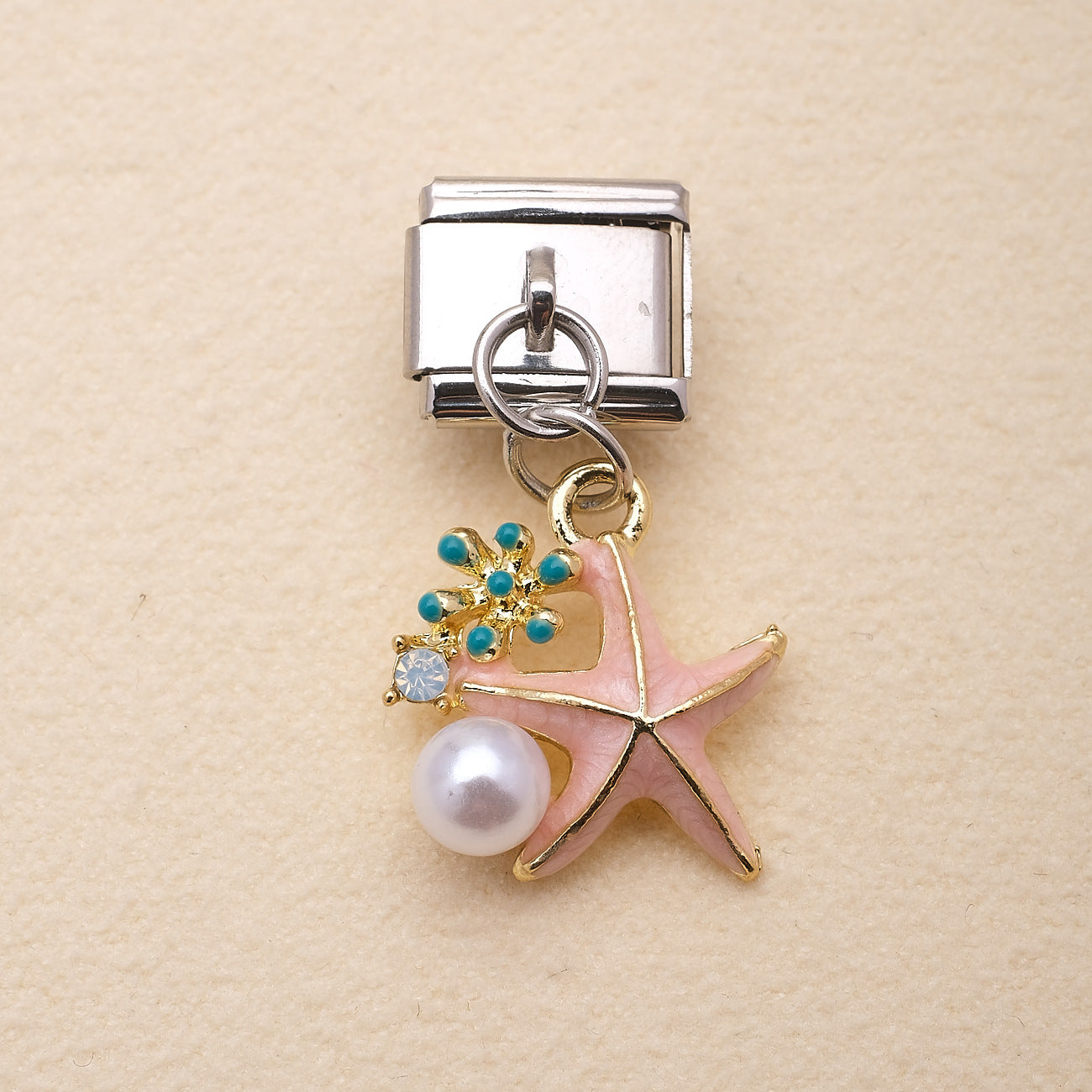 Wholesale Ocean Elements Stainless Steel Charm Pendants DIY Bracelet Accessories Pink Blue