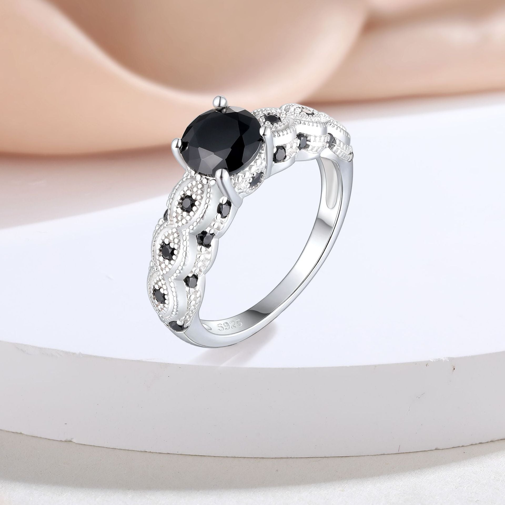 Wholesale S925 sterling silver black nano ring