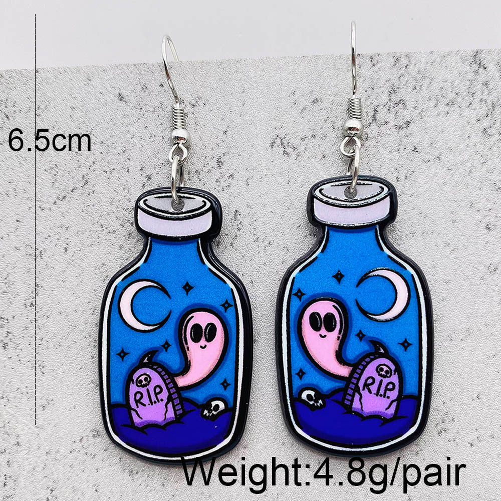 Wholesale Halloween Horror Pumpkin Ghost Tarot Acrylic Earrings ACC-ES-ChenY025