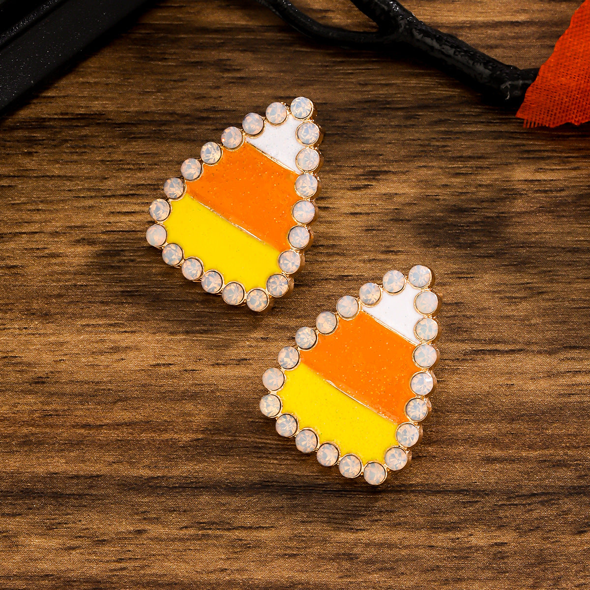 Wholesale Colorful Pumpkin Rhinestone Earrings Fashion Jewelry Accessory for Boutique Resale