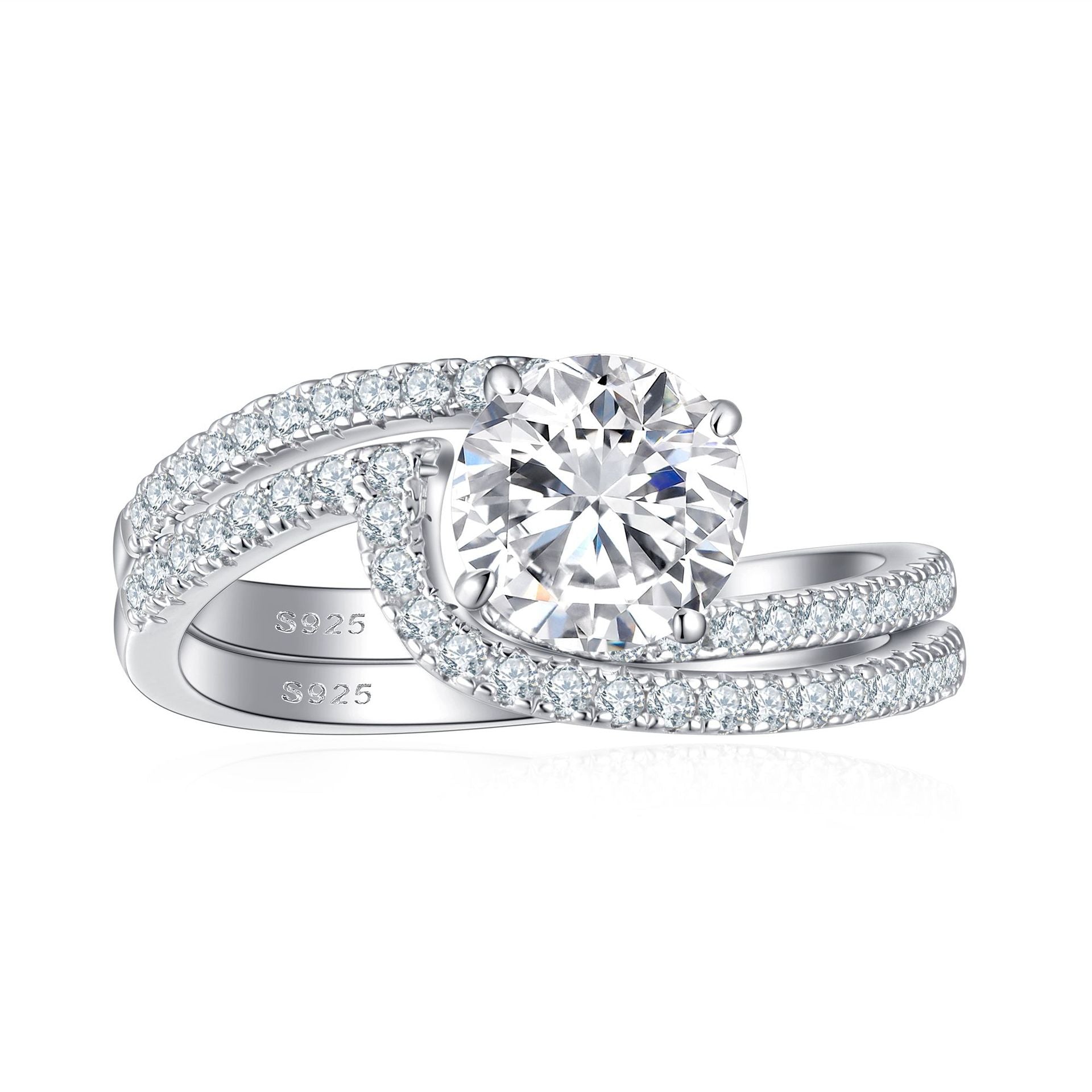 Wholesale Geometric Design 925 Silver Ring Set With Cubic Zirconia Women S Jewelry Accessory For Resale