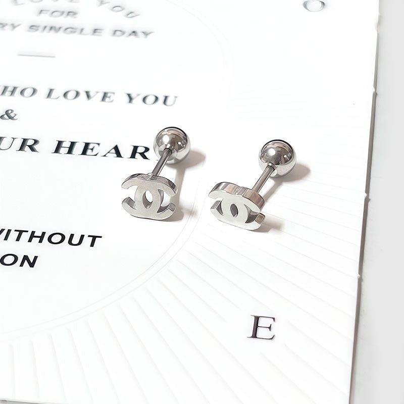 Wholesale Titanium Steel Stylish Heart  Star Screw-Back Cartilage Stud