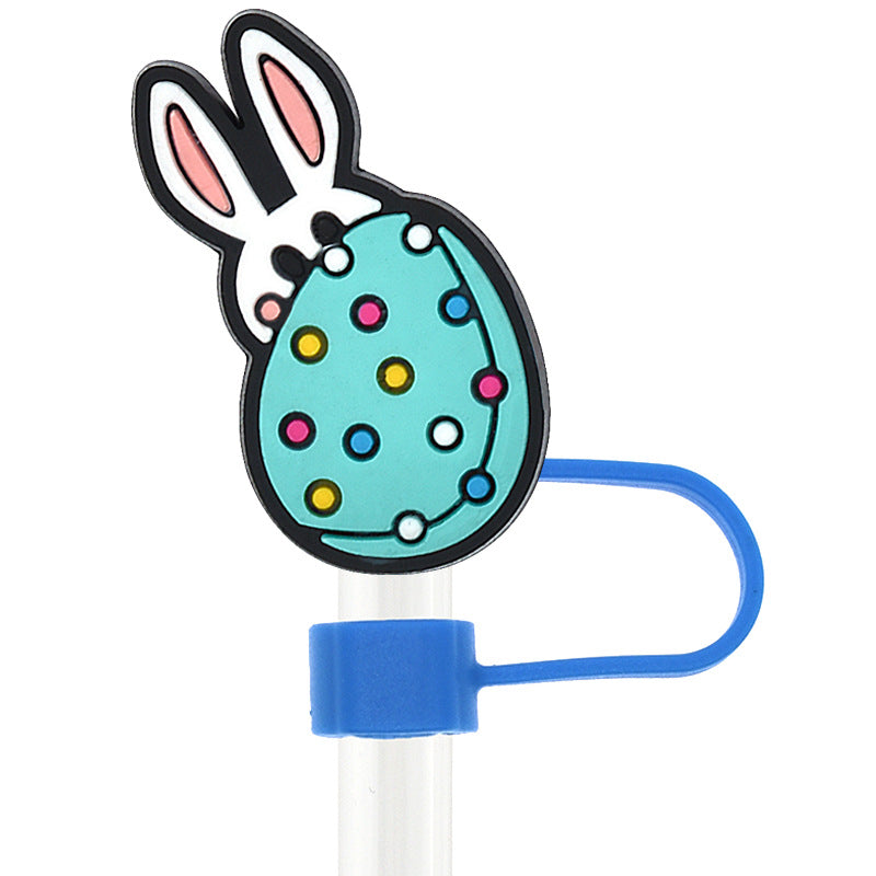 Wholesale Random 100pcs Easter 10mm PVC Soft Straw Tube Cap ACC-SCR-RYY088