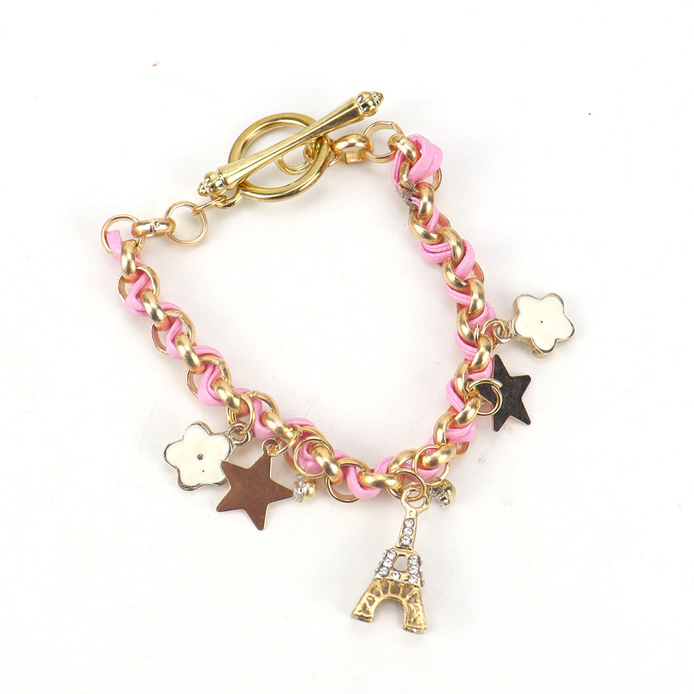 Wholesale Trendy Alloy Flower Eiffel Tower Star Bracelet Fashion Jewelry Accessory
