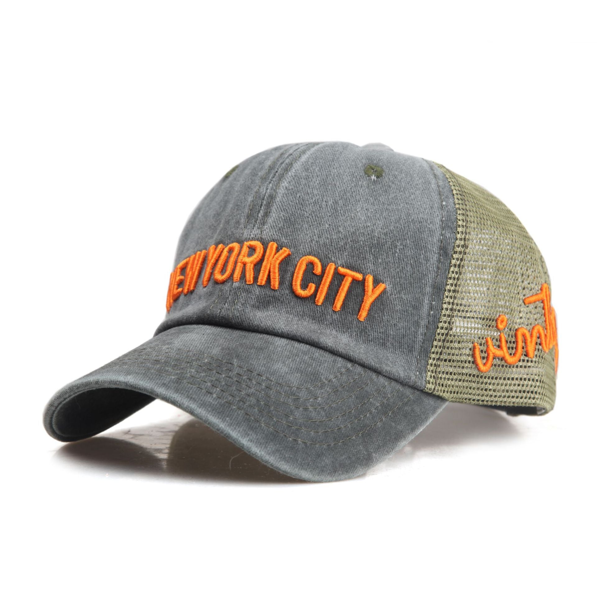 Wholesale Letter NEW YORK Embroidered Washed Baseball Cap