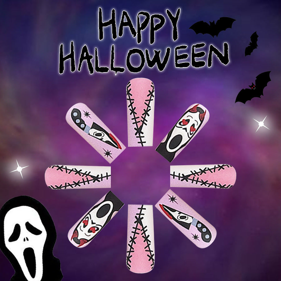 Wholesale 24 Pieces/box Halloween Long Frosted Ballet Nails Press-on Nails Kits Nail Stickers ACC-NS-GuaiXL117