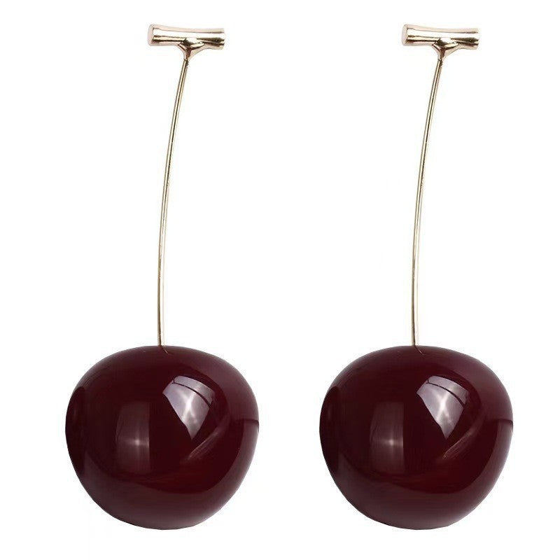 Wholesale  Red Cherry Long Earrings