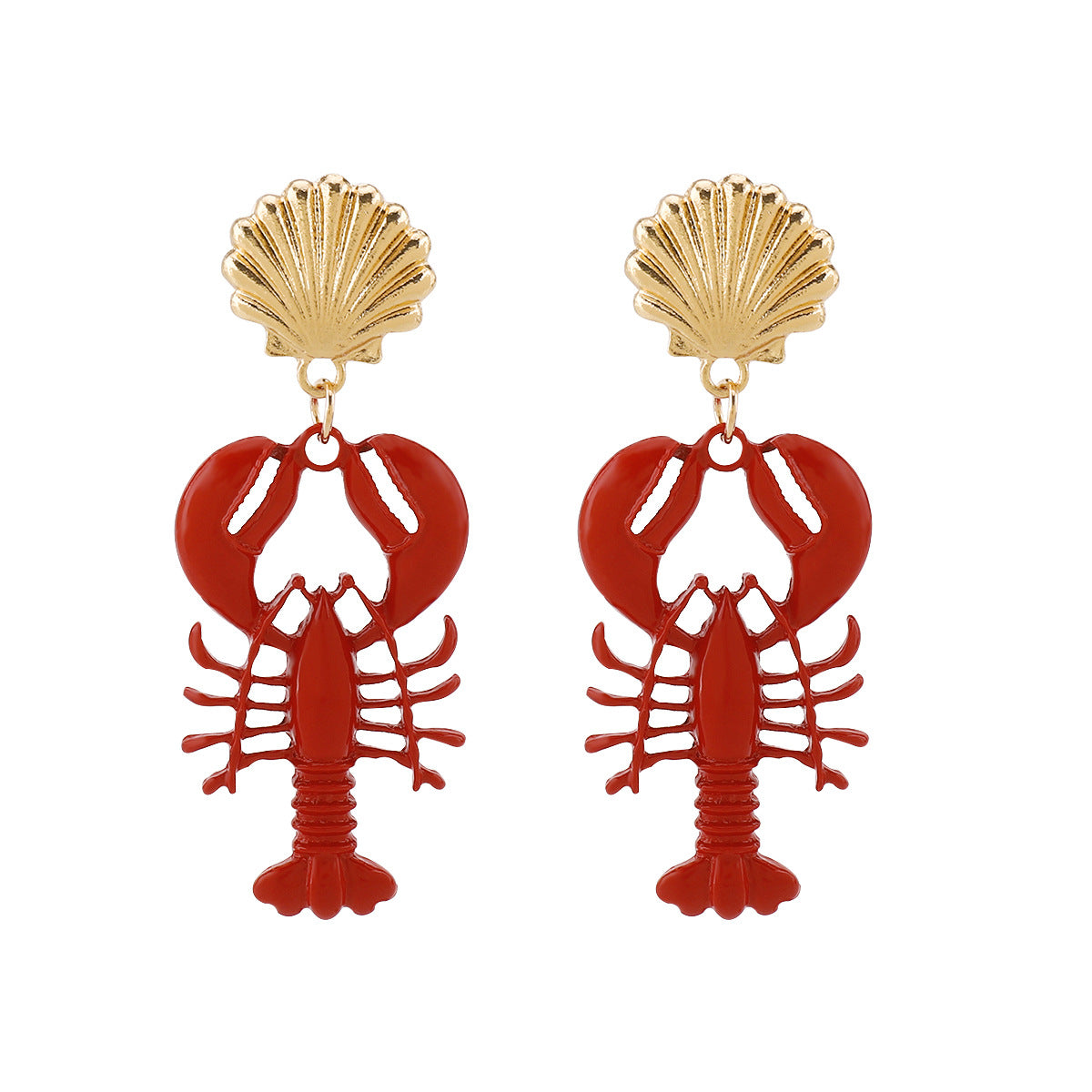 Wholesale Oil Dripping Lobster Pendant Earrings  Cute Black and White Beaded Clavicle Chain