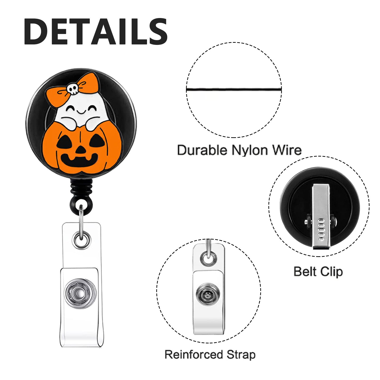 Wholesale  Ghost Witch Hat Retractable Badge Reel Clip with Pink Cap,  Fashion Accessory for Ladies,  Stylish Gift for Party