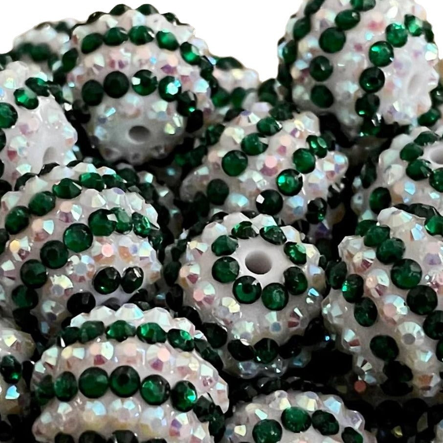 Wholesale 5pcs 16-22MM Resin Diamond Balls Dark Green and White Stripes Diamond Ball Beads ACC-BDS-NiJia053