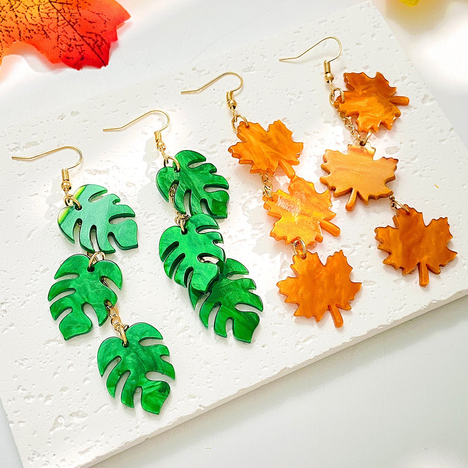 Wholesale acrylic maple leaf earrings