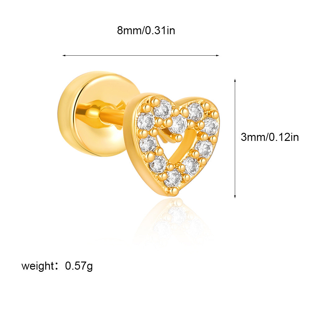 Wholesale Stainless steel 18K gold zircon titanium steel mini stud earrings