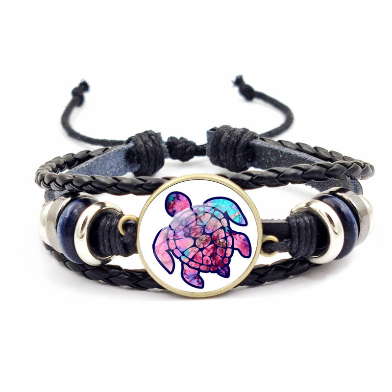Wholesale Rendering Color Turtle Bracelet Retro Woven Leather Bracelet ACC-BT-JiaYun002