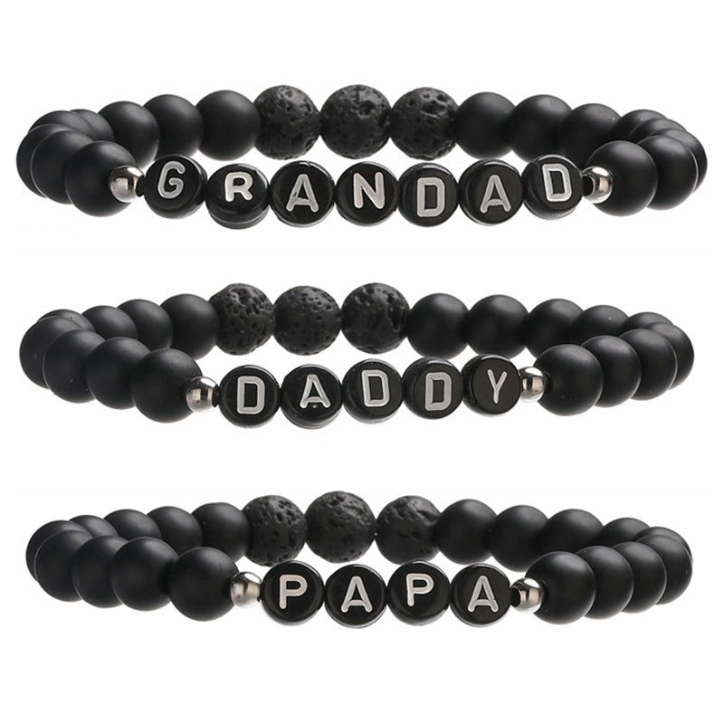 Wholesale European Style 8Mm Natural Stone DAD Letter Beaded Bracelet Father S Day Gift Elastic Cord Jewelry Accessory