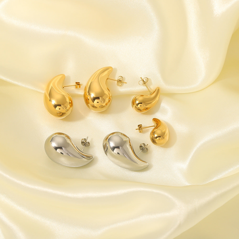Wholesale Hollow Water Drop Earrings 18K Gold Plated Glossy Stainless Steel Earrings ACC-ES-Xiny011